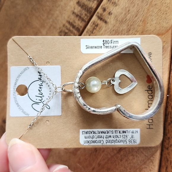 Jewelry - 1936 silverplated heart pendant necklace with charm